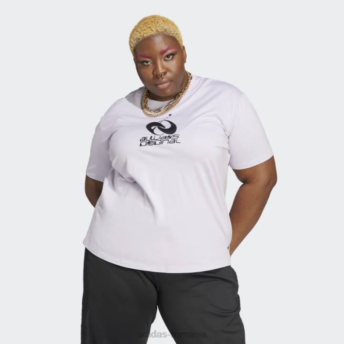 Adidas Silver Dawn, tricou liber cu grafică întotdeauna originală (mărime plus) femei zori argintii 2JBN9845