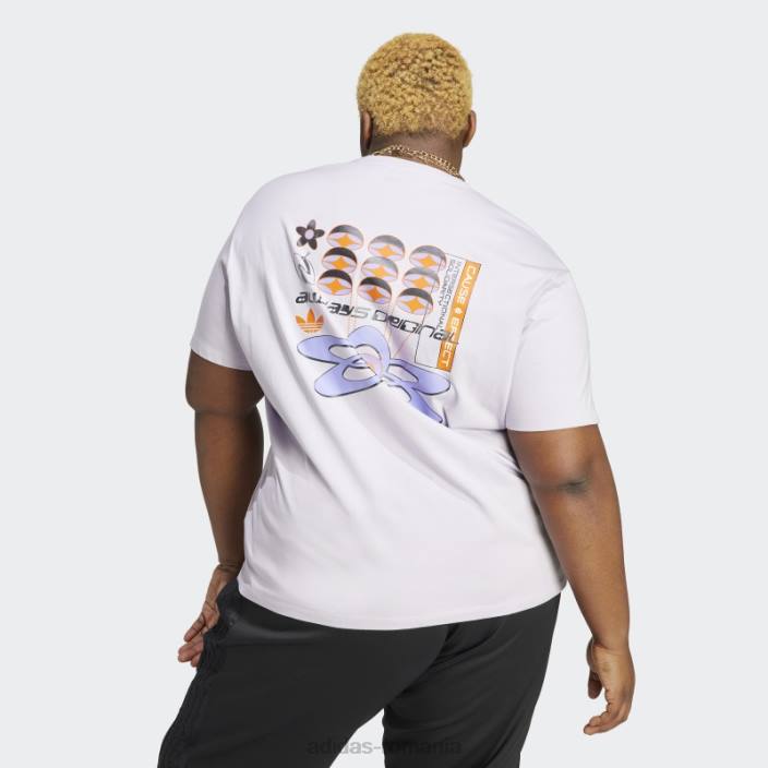 Adidas Silver Dawn, tricou liber cu grafică întotdeauna originală (mărime plus) femei zori argintii 2JBN9845