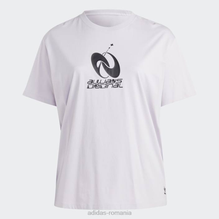 Adidas Silver Dawn, tricou liber cu grafică întotdeauna originală (mărime plus) femei zori argintii 2JBN9845