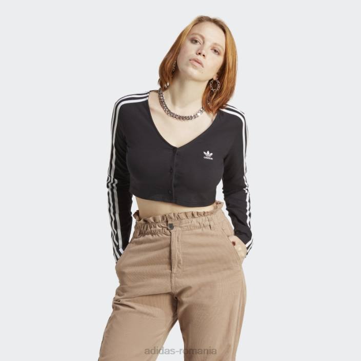 Adidas Tricou negru cu mânecă lungă cu 3 dungi adicolor classics femei negru 2JBN9527