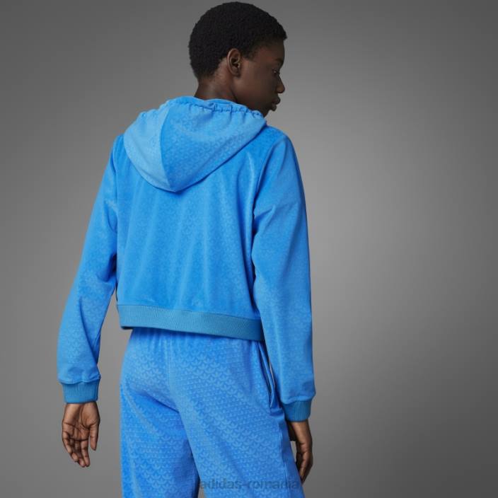 Adidas adicolor anii 70 din velur cu fermoar hanorac pasăre albastră adidas femei pasare albastra 2JBN2838