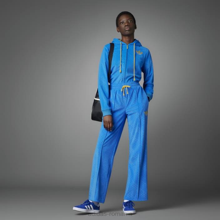 Adidas adicolor anii 70 din velur cu fermoar hanorac pasăre albastră adidas femei pasare albastra 2JBN2838
