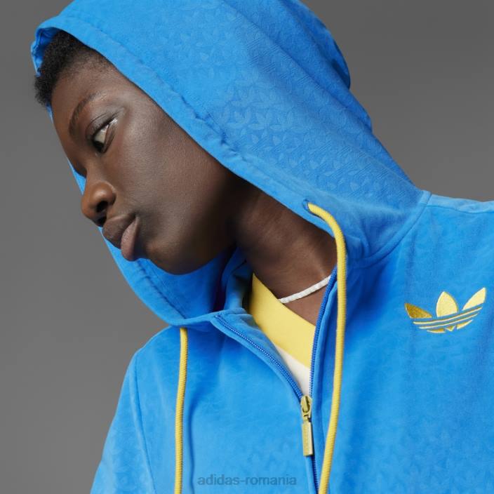 Adidas adicolor anii 70 din velur cu fermoar hanorac pasăre albastră adidas femei pasare albastra 2JBN2838