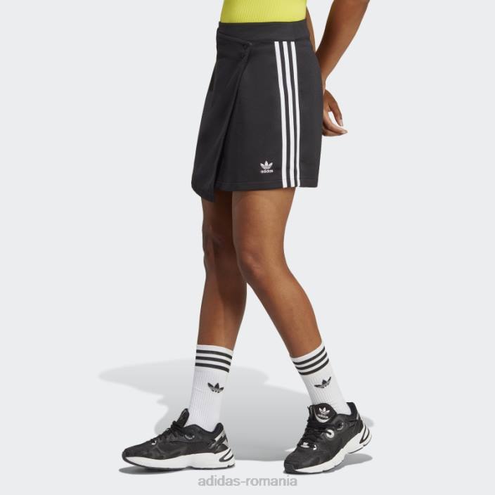 Adidas adicolor classics fustă scurtă cu 3 dungi neagră femei negru 2JBN17186