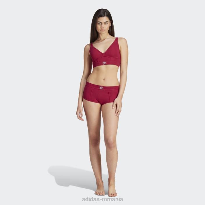 Adidas adicolor flex bumbac nervurat cu două straturi plunge brami burgundy femei Burgundia 2JBN9253