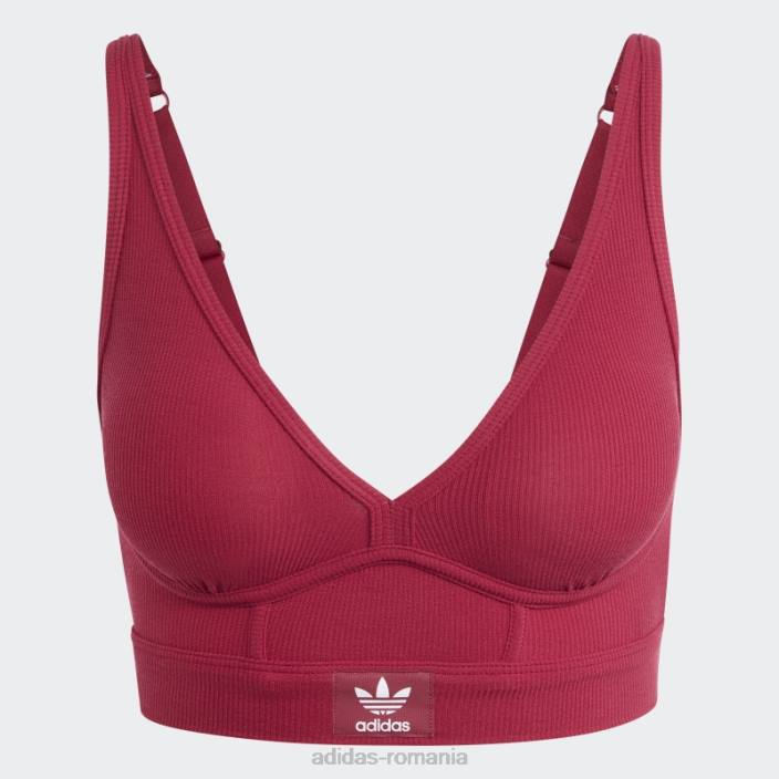 Adidas adicolor flex bumbac nervurat cu două straturi plunge brami burgundy femei Burgundia 2JBN9253