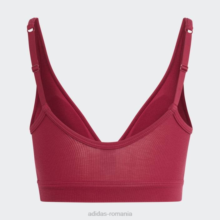 Adidas adicolor flex bumbac nervurat cu două straturi plunge brami burgundy femei Burgundia 2JBN9253