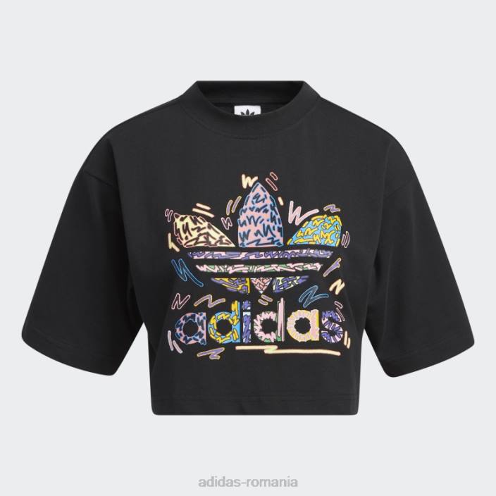 Adidas black love unites crop trefoil tricou adidas femei negru/multicolor 2JBN17541