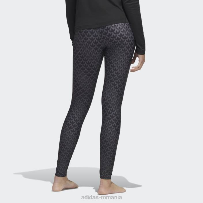 Adidas colanti originals monogram fcw negri femei alb negru 2JBN16712