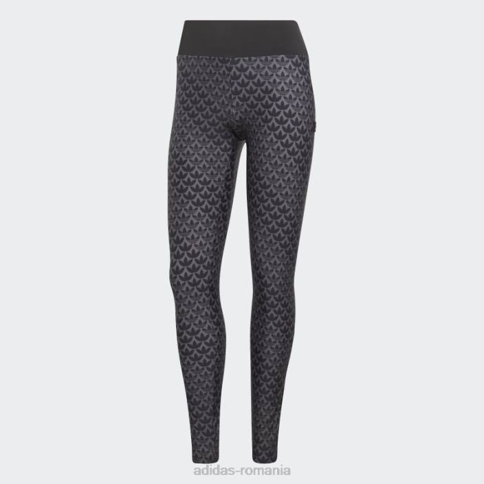 Adidas colanti originals monogram fcw negri femei alb negru 2JBN16712