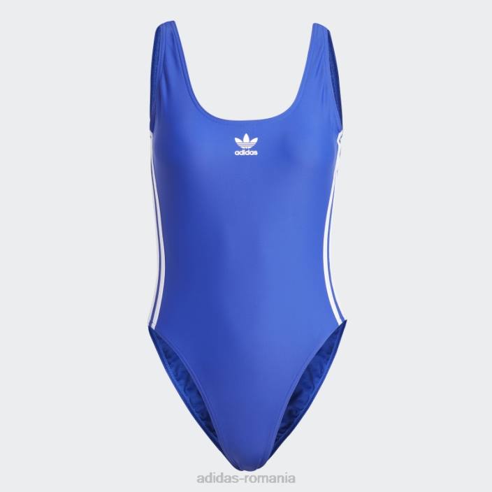 Adidas costum de baie adicolor 3 dungi albastru femei albastru alb 2JBN9650
