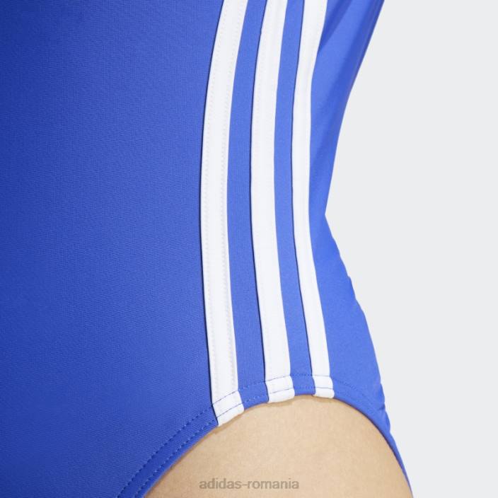 Adidas costum de baie adicolor 3 dungi albastru femei albastru alb 2JBN9650