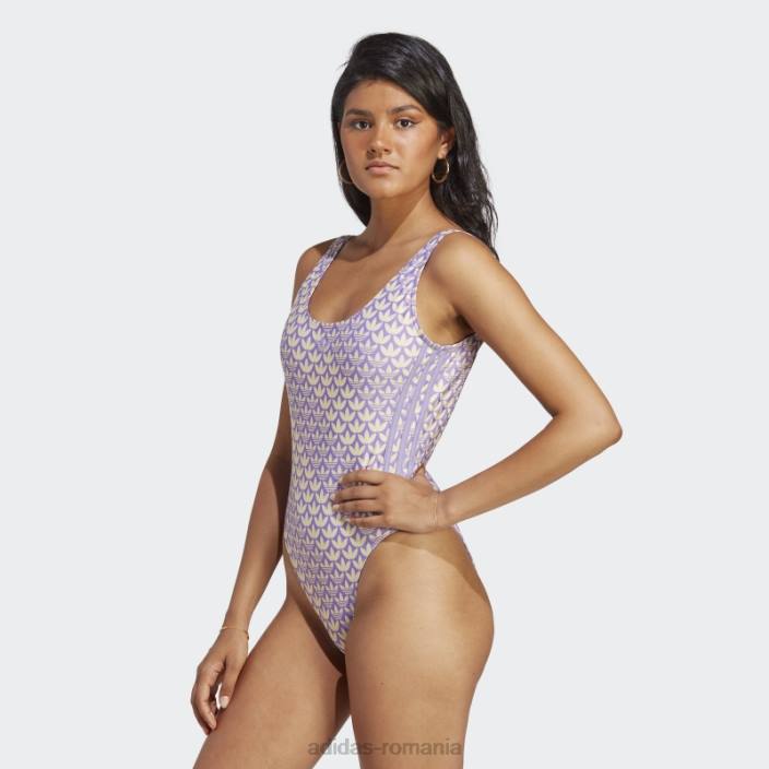 Adidas costum de baie adidas originals galben cu 3 dungi femei papură galben/violet/violet 2JBN9249
