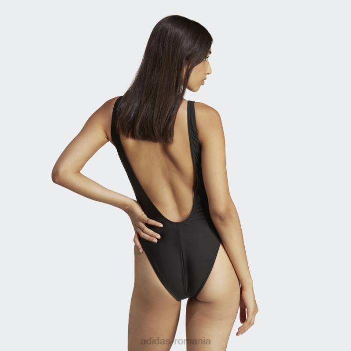 Adidas costum de baie negru adicolor cu 3 dungi femei alb negru 2JBN16619