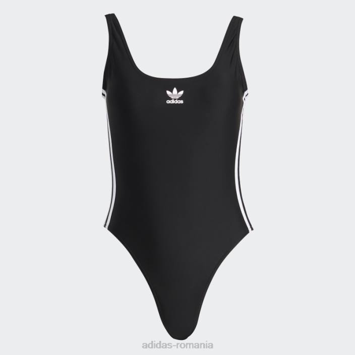 Adidas costum de baie negru adicolor cu 3 dungi femei alb negru 2JBN16619
