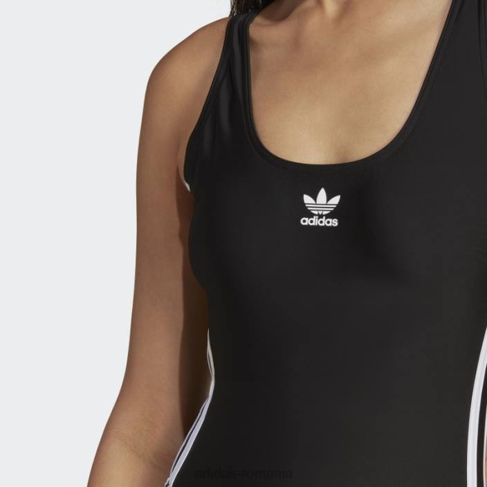 Adidas costum de baie negru adicolor cu 3 dungi femei alb negru 2JBN16619