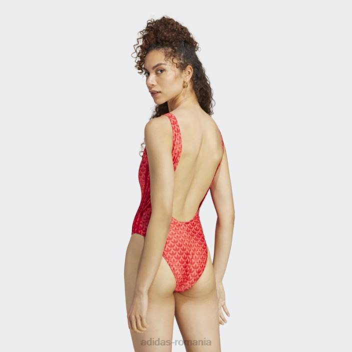 Adidas costum de baie originals monogram cu 3 dungi stacojiu adidas femei stacojiu/roșu/alb 2JBN9138