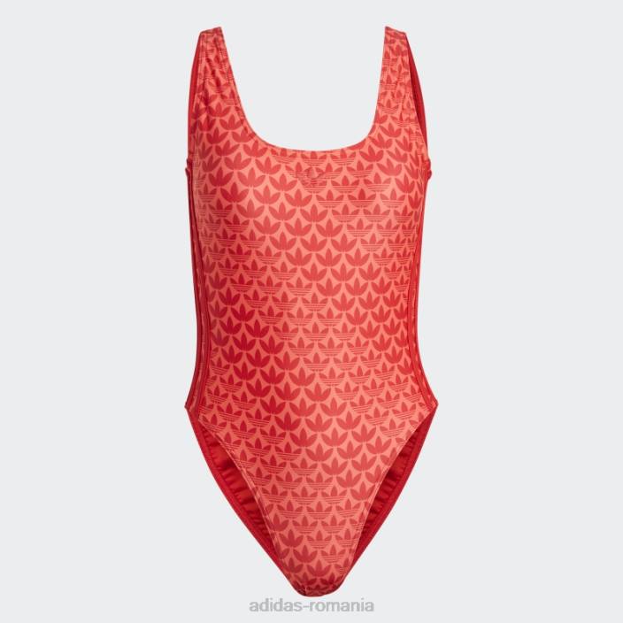 Adidas costum de baie originals monogram cu 3 dungi stacojiu adidas femei stacojiu/roșu/alb 2JBN9138