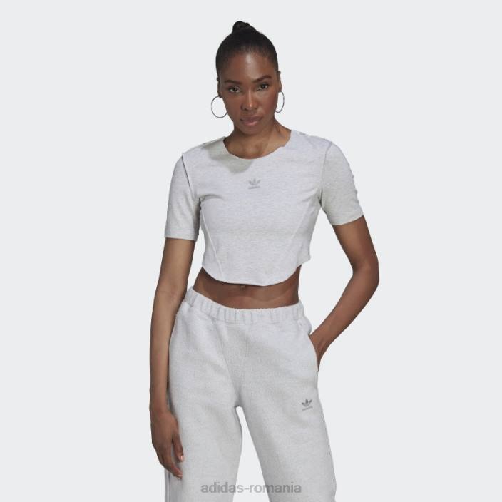 Adidas crop loungewear tee gri deschis heather fashion femei erica gri deschis 2JBN10394