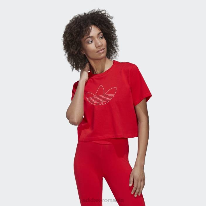 Adidas crop top roșu femei roșu 2JBN3223