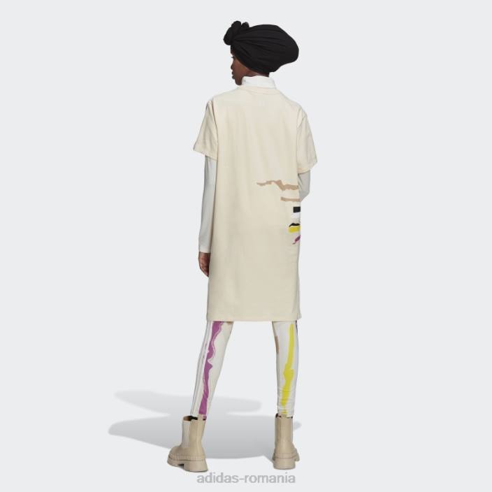 Adidas ecru tint thebe magugu tee dress femei nuanță ecru 2JBN17524