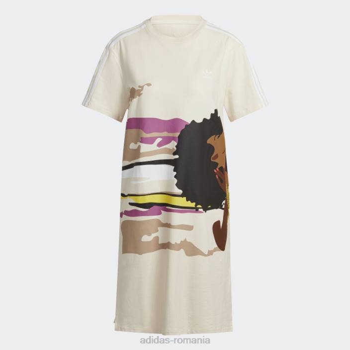 Adidas ecru tint thebe magugu tee dress femei nuanță ecru 2JBN17524