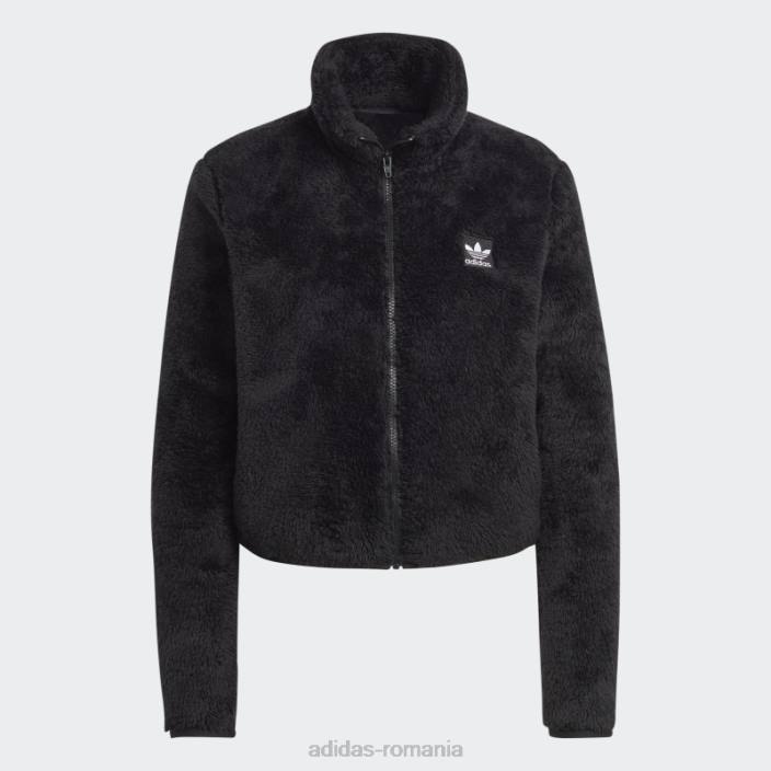 Adidas essentials+ teddy pufos subțire cu fermoar negru femei negru 2JBN9445