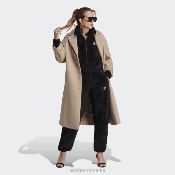 Adidas essentials+ teddy pufos subțire cu fermoar negru femei negru 2JBN9445