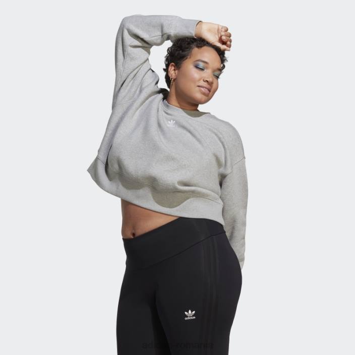 Adidas hanorac adicolor essentials crew (plus size) gri mediu femei gri mediu 2JBN17318