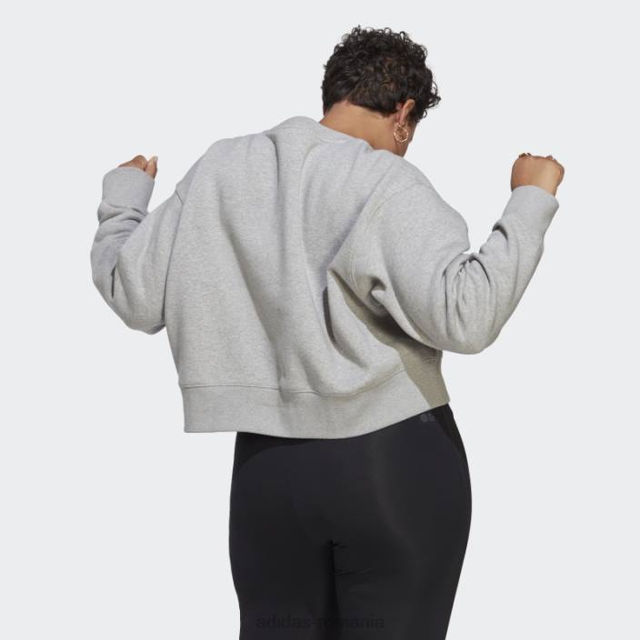 Adidas hanorac adicolor essentials crew (plus size) gri mediu femei gri mediu 2JBN17318