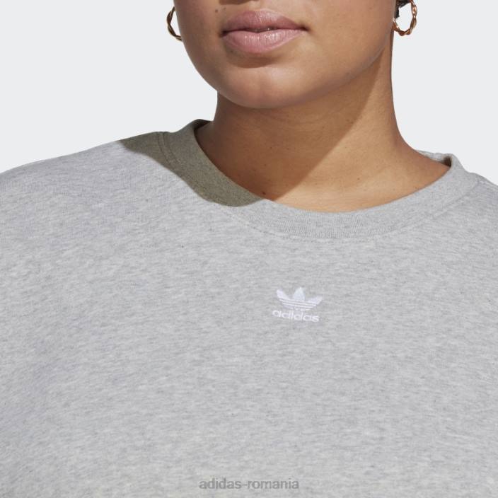 Adidas hanorac adicolor essentials crew (plus size) gri mediu femei gri mediu 2JBN17318