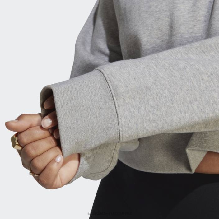 Adidas hanorac adicolor essentials crew (plus size) gri mediu femei gri mediu 2JBN17318