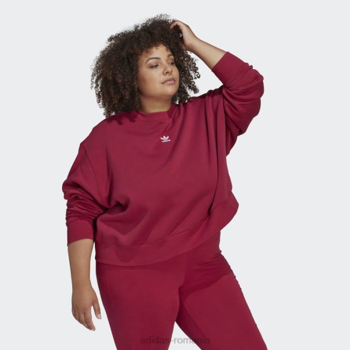 Adidas hanorac adicolor essentials crew (plus size) visiniu femei Burgundia 2JBN10141