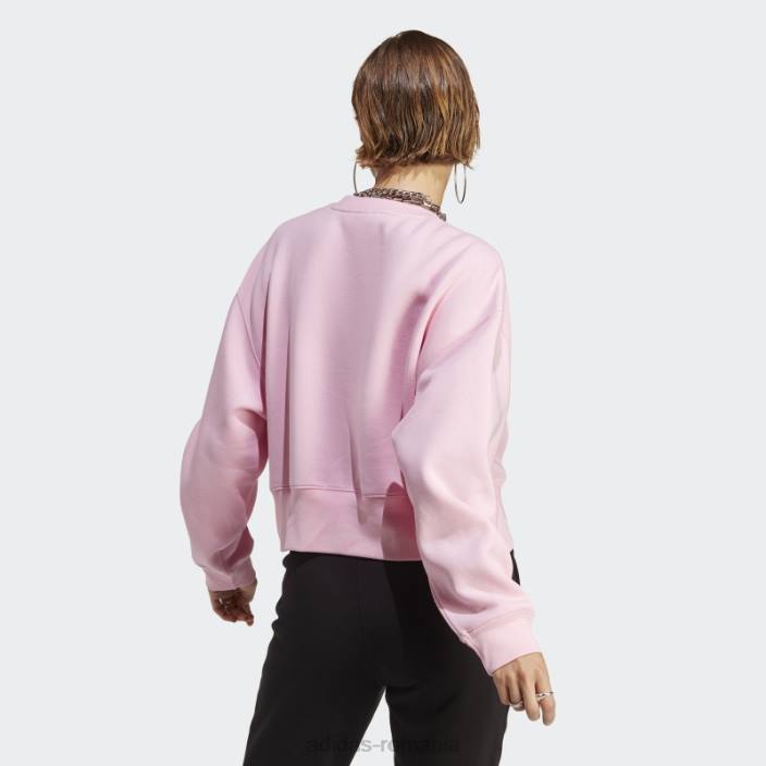 Adidas hanorac adicolor essentials crew roz adevarat femei roz adevarat 2JBN16604