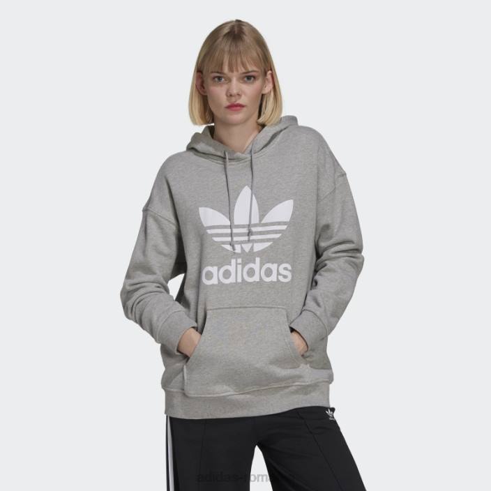 Adidas hanorac adicolor trefoil gri mediu fierbinte femei gri mediu 2JBN9022