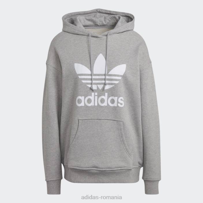 Adidas hanorac adicolor trefoil gri mediu fierbinte femei gri mediu 2JBN9022