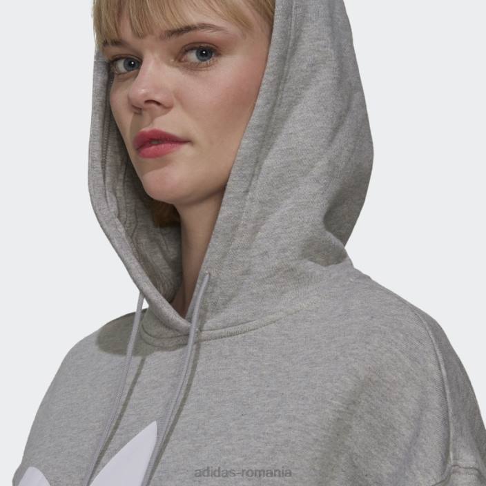 Adidas hanorac adicolor trefoil gri mediu fierbinte femei gri mediu 2JBN9022