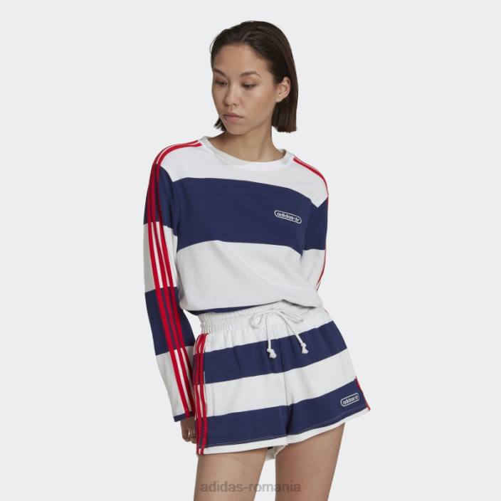 Adidas hanorac adidas cu mânecă lungă în dungi cer de noapte femei cer de noapte/alb 2JBN10281