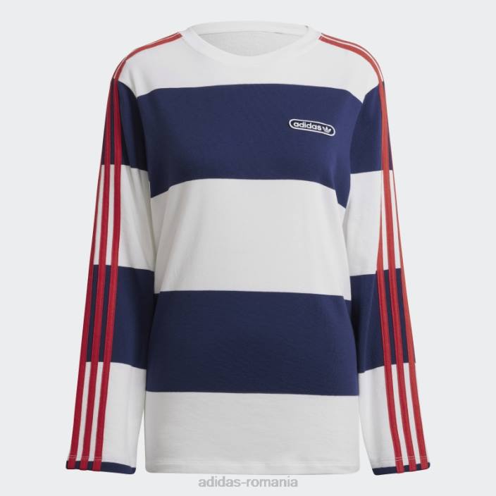 Adidas hanorac adidas cu mânecă lungă în dungi cer de noapte femei cer de noapte/alb 2JBN10281