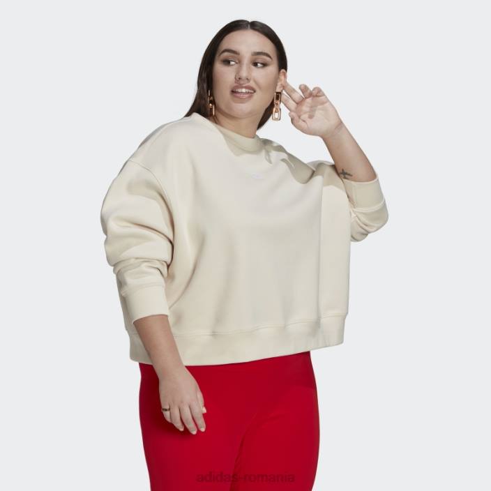 Adidas hanorac alb adicolor essentials crew (mărime plus) femei alb 2JBN10291