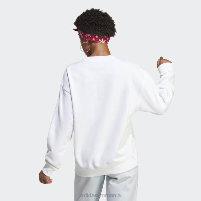 Adidas hanorac alb trefoil crew adidas femei alb 2JBN2361