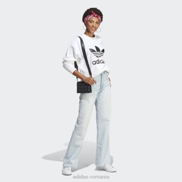 Adidas hanorac alb trefoil crew adidas femei alb 2JBN2361