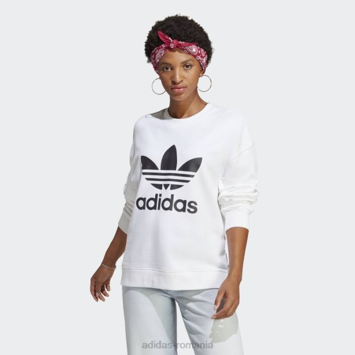 Adidas hanorac alb trefoil crew femei alb 2JBN9346