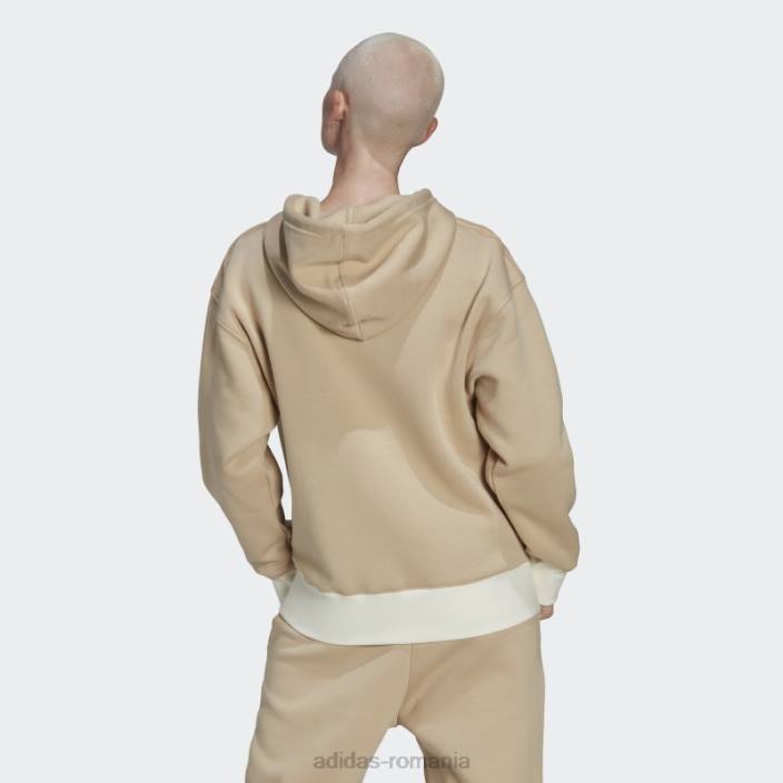 Adidas hanorac bej cu broderie grafică trefoil femei bej 2JBN10696