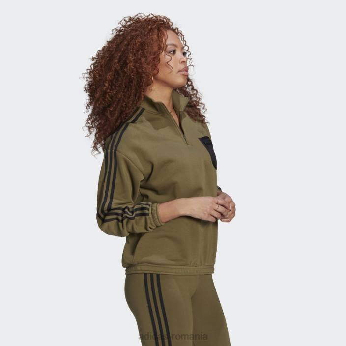 Adidas hanorac măsliniu cu fermoar sfert femei măsline 2JBN17537