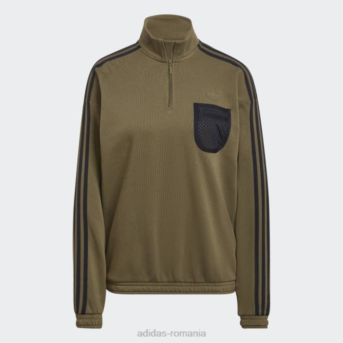 Adidas hanorac măsliniu cu fermoar sfert femei măsline 2JBN17537