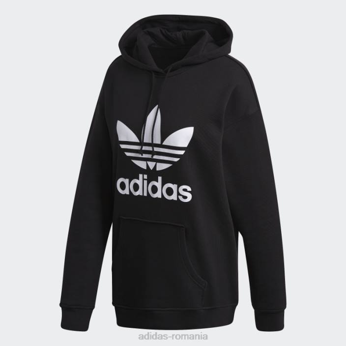 Adidas hanorac negru adicolor trefoil fierbinte femei alb negru 2JBN8847