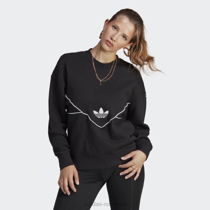 Adidas hanorac negru boyfriend crew femei negru 2JBN16630