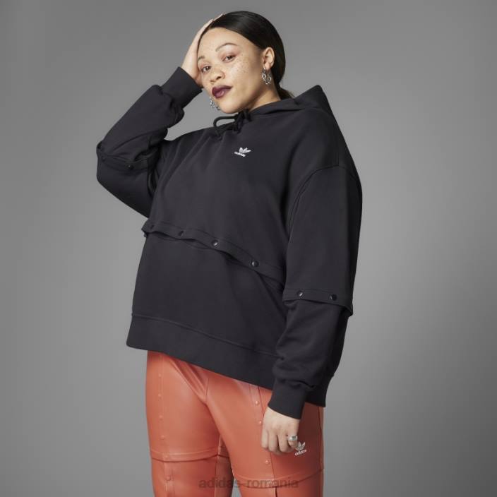 Adidas hanorac negru, întotdeauna original, cu butoane cu apăsare (plus mărime) femei negru 2JBN10775