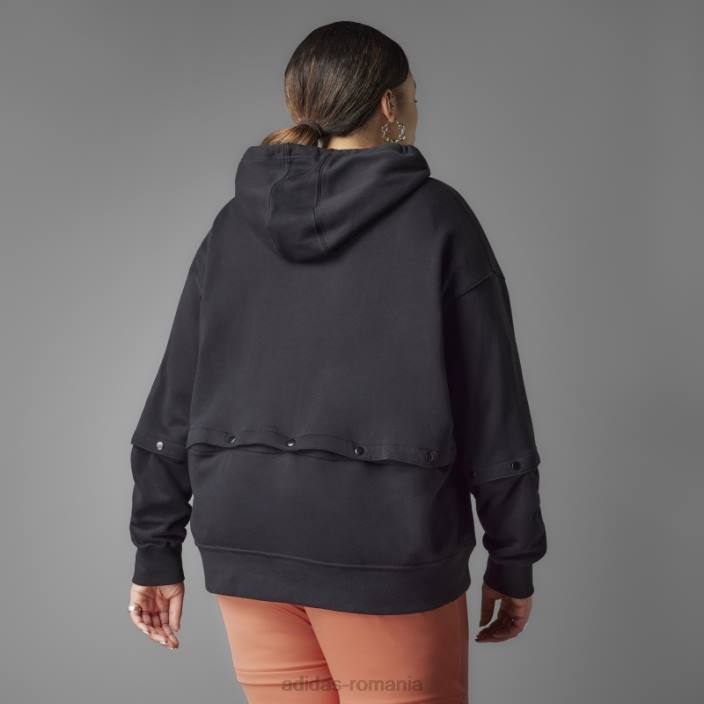 Adidas hanorac negru, întotdeauna original, cu butoane cu apăsare (plus mărime) femei negru 2JBN10775